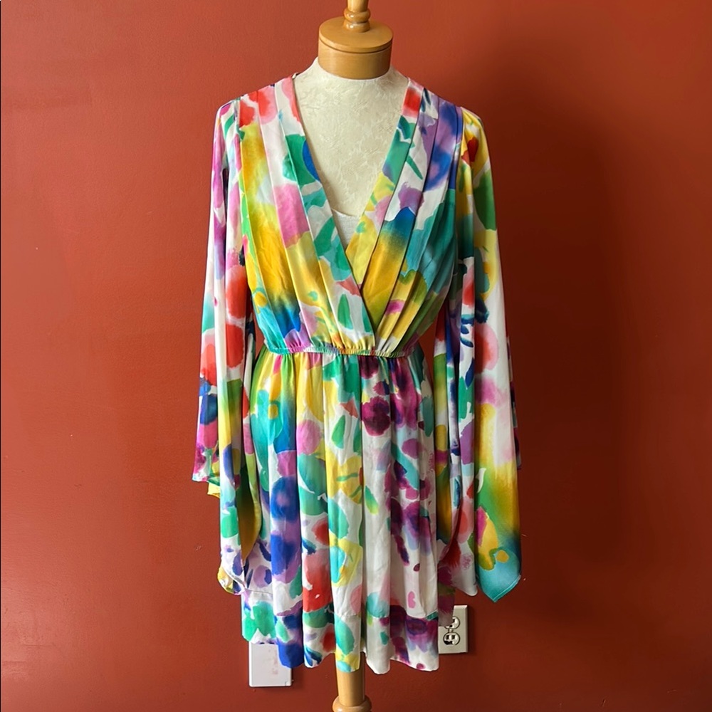 H&M Colorful Floral Angel Sleeve Dress